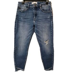 KanCan Women's Skinny Light Wash Distressed Frayed Hem Jeans Size 11/29